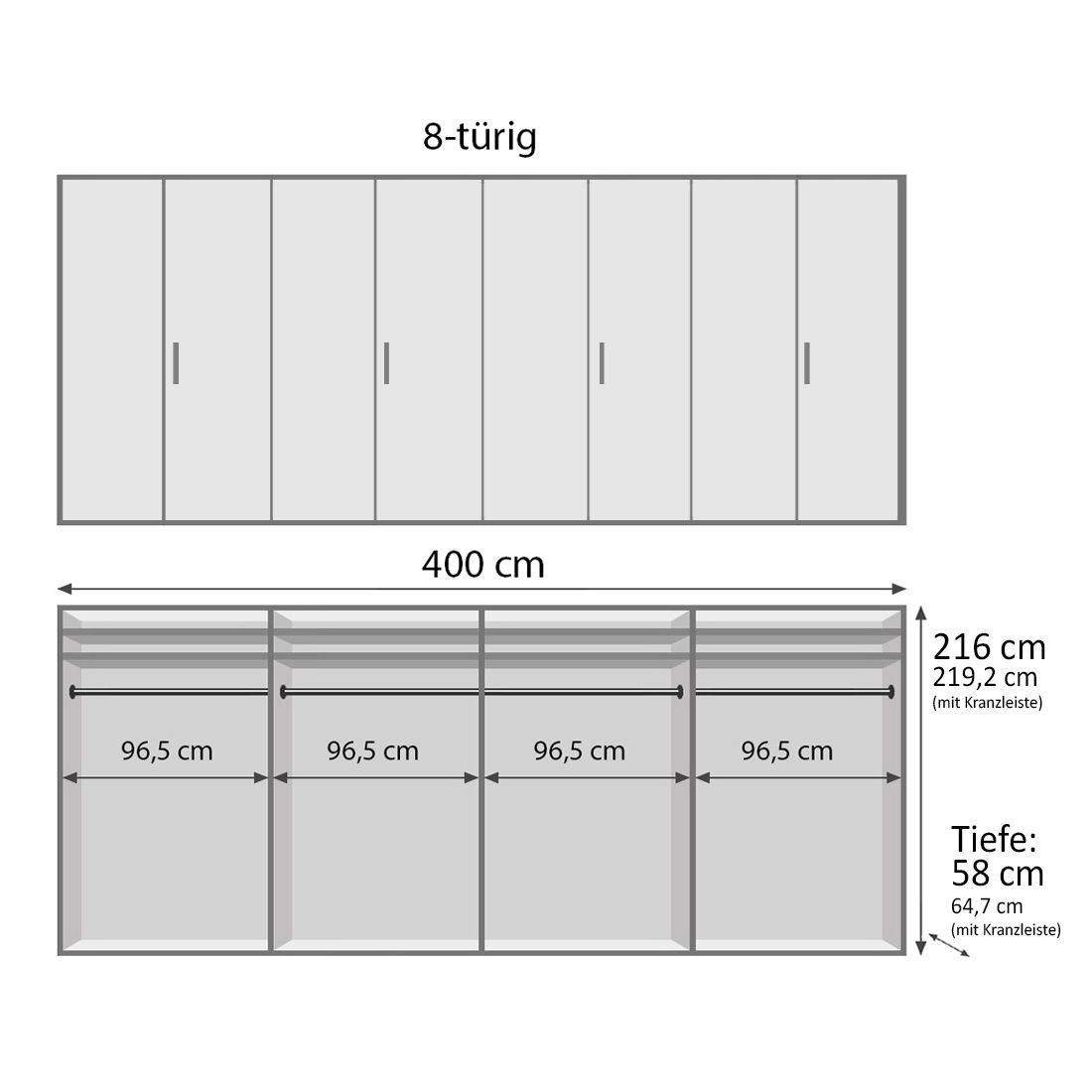 Drehtüren-Kleiderschrank Calimera mit Spiegel H 216cm