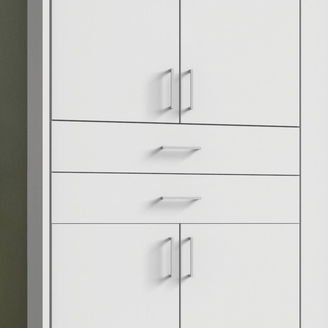 Drehtüren-Kleiderschrank Elmsley mit Spiegel und Schubladen