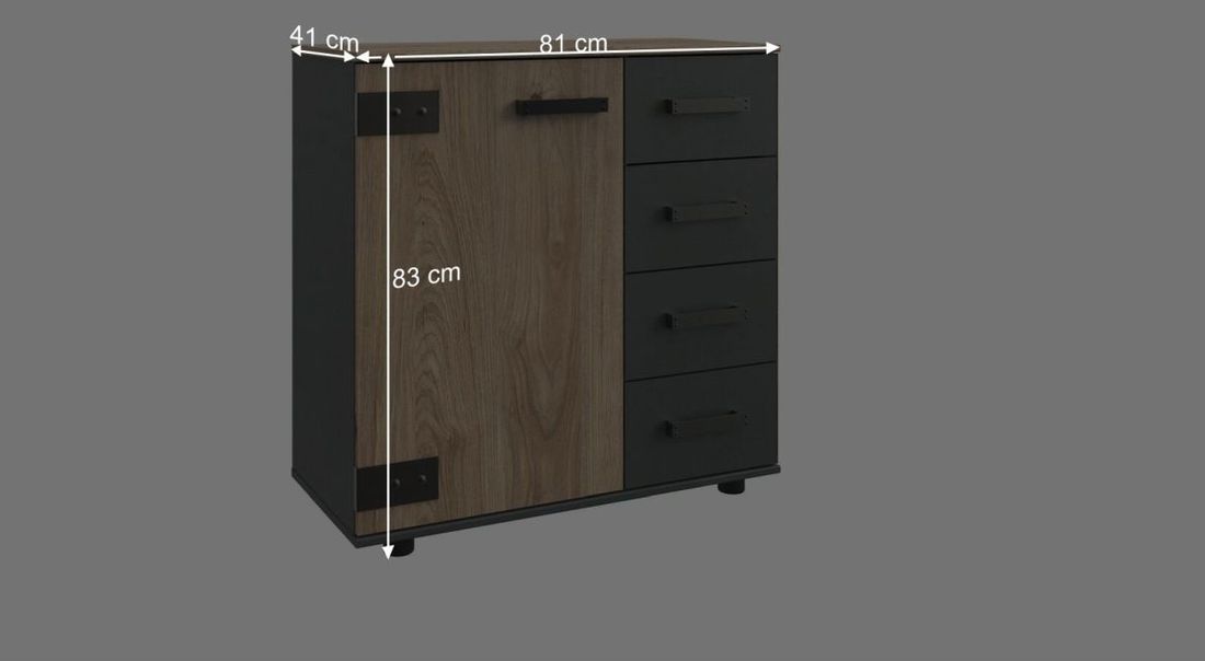 Kommode Midori Tanne Dekor mit Schubladen