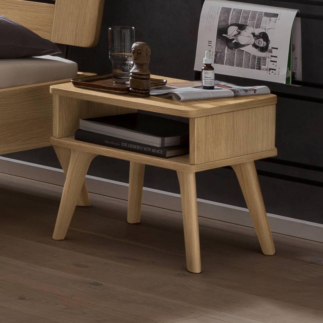 Nachttisch Talvi Eiche Massivholz H 42cm