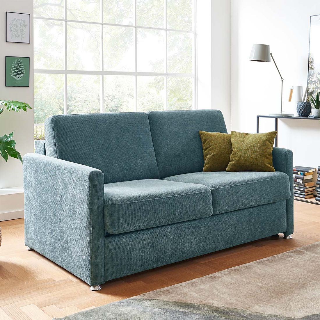 Schlafsofa Tullia Webstoff/Velours mit Lattenrost