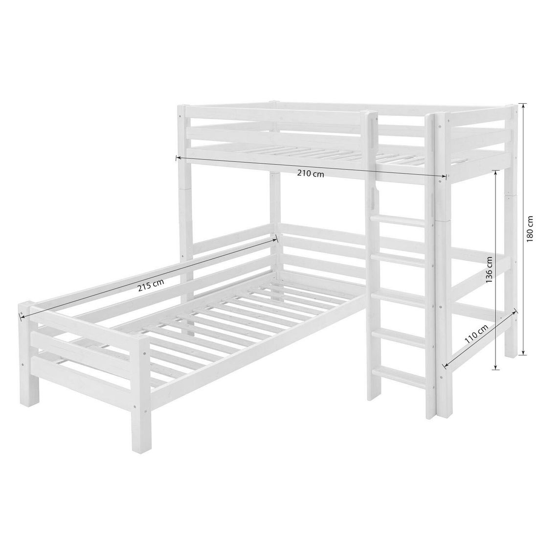 Eck-Etagenbett Kids Paradise Kiefer Massivholz mit Lattenrost