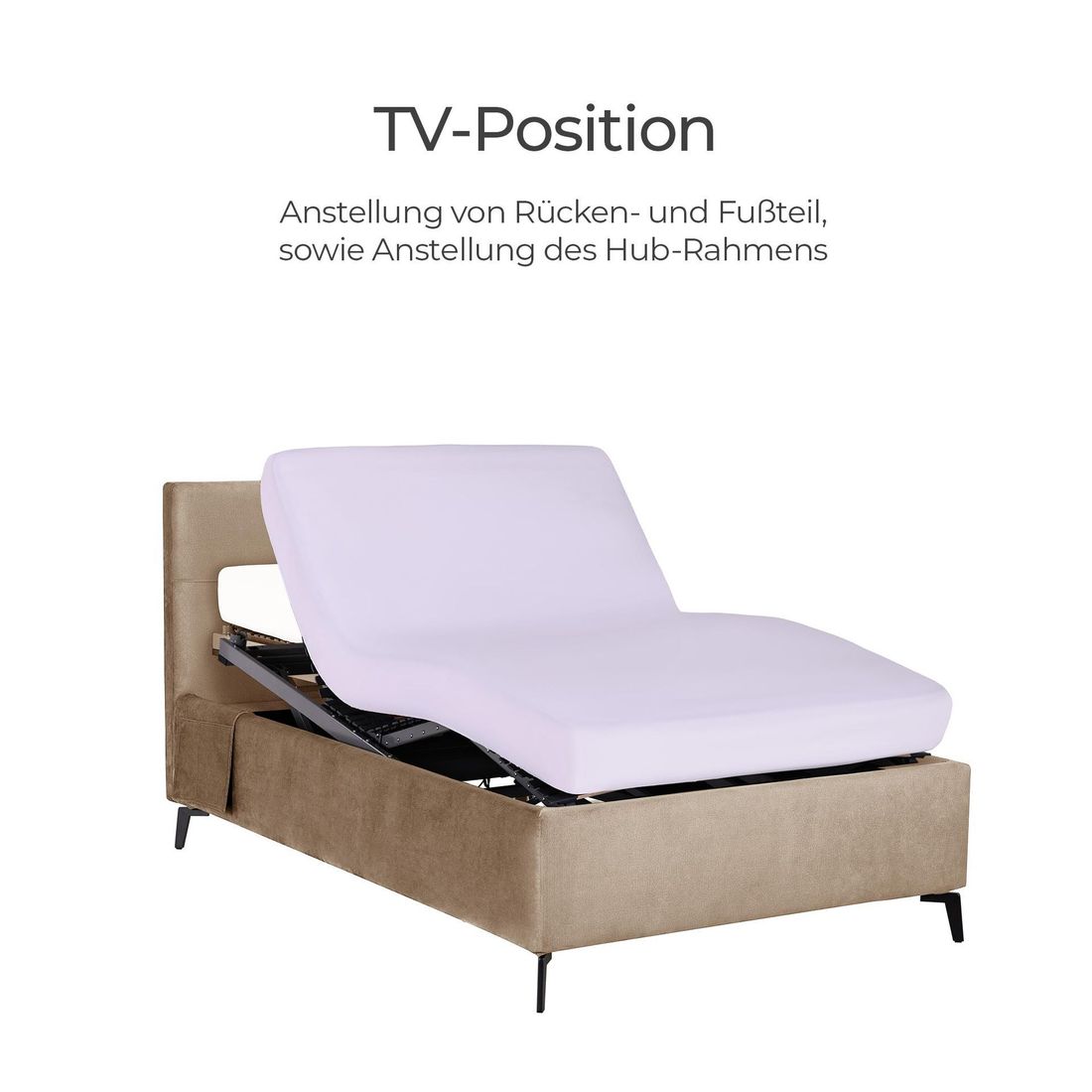 Polsterbett Josephine Komfort Velours mit Pflegebett-Funktion und Lattenrost