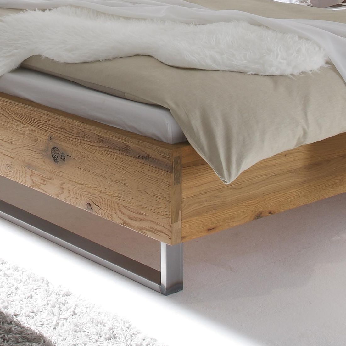 Bett Valletta Komfort Wildeiche Massivholz