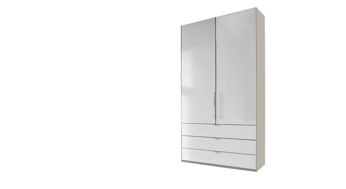 Drehtüren-Kleiderschrank Selca mit Glasfront und Schubladen