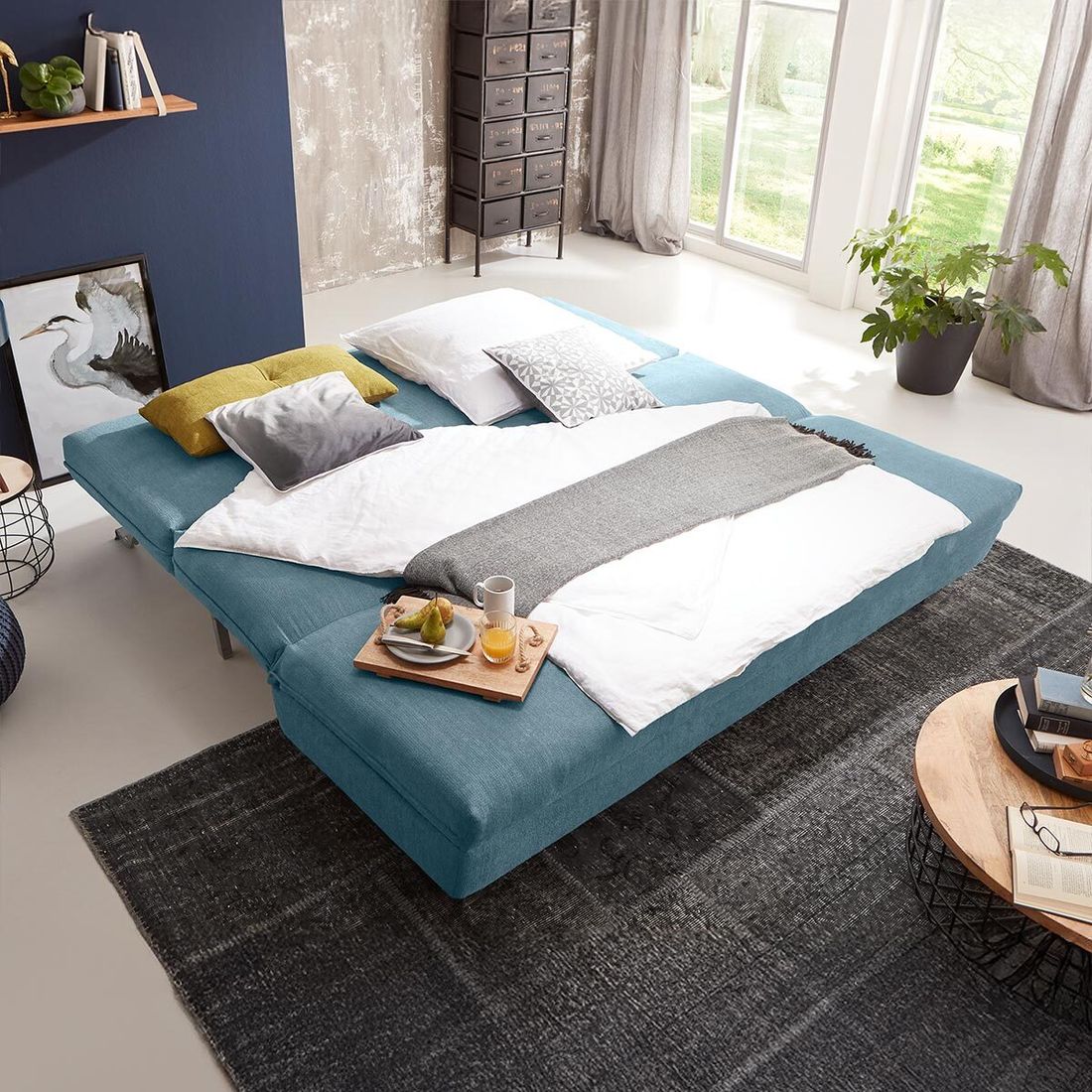 Schlafsofa Monio Velours mit Lattenrost
