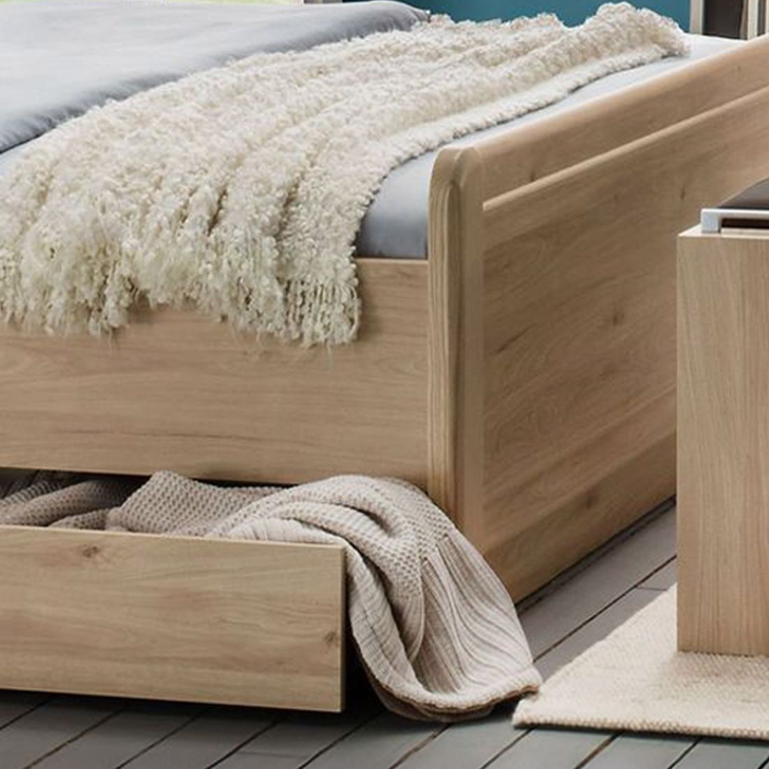 Bett Telford Komfort Eiche Dekor mit Schubkasten