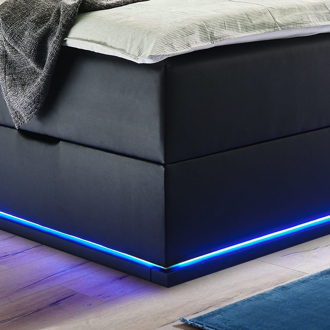 Boxspringbett Xaya Kunstleder mit Beleuchtung und Bettkasten