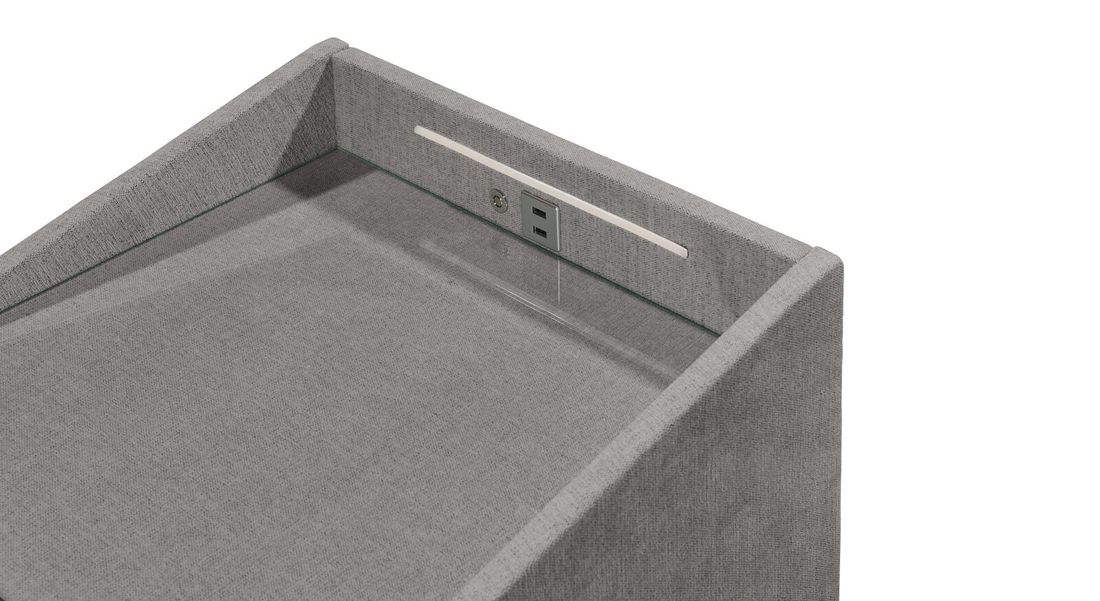 Polsternachttisch Aidan Microvelours H 61cm mit LED-Beleuchtung und USB-Anschluss