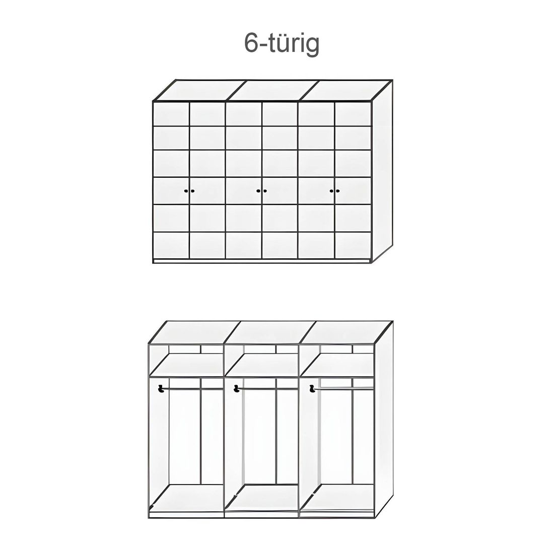 Drehtüren-Kleiderschrank Andalucia Kernbuche Massivholz H 216cm
