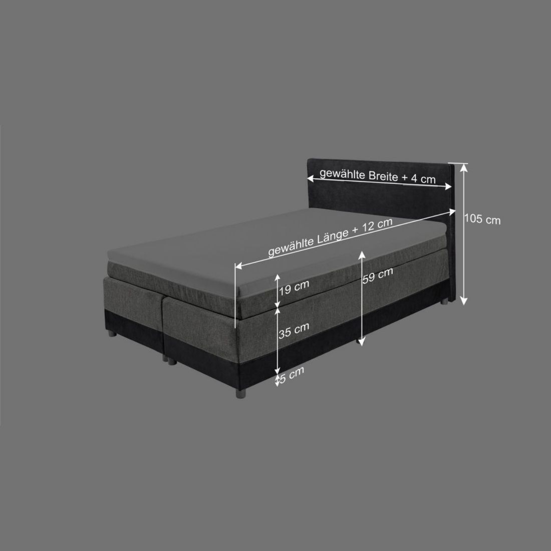 Boxspringbett Cody Webstoff mit Beleuchtung
