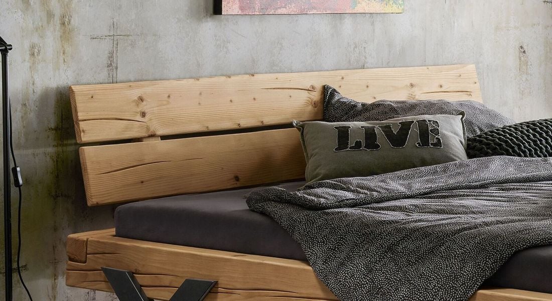 HOMELIV. Balkenbett Cuamba Komfort Fichte Massivholz