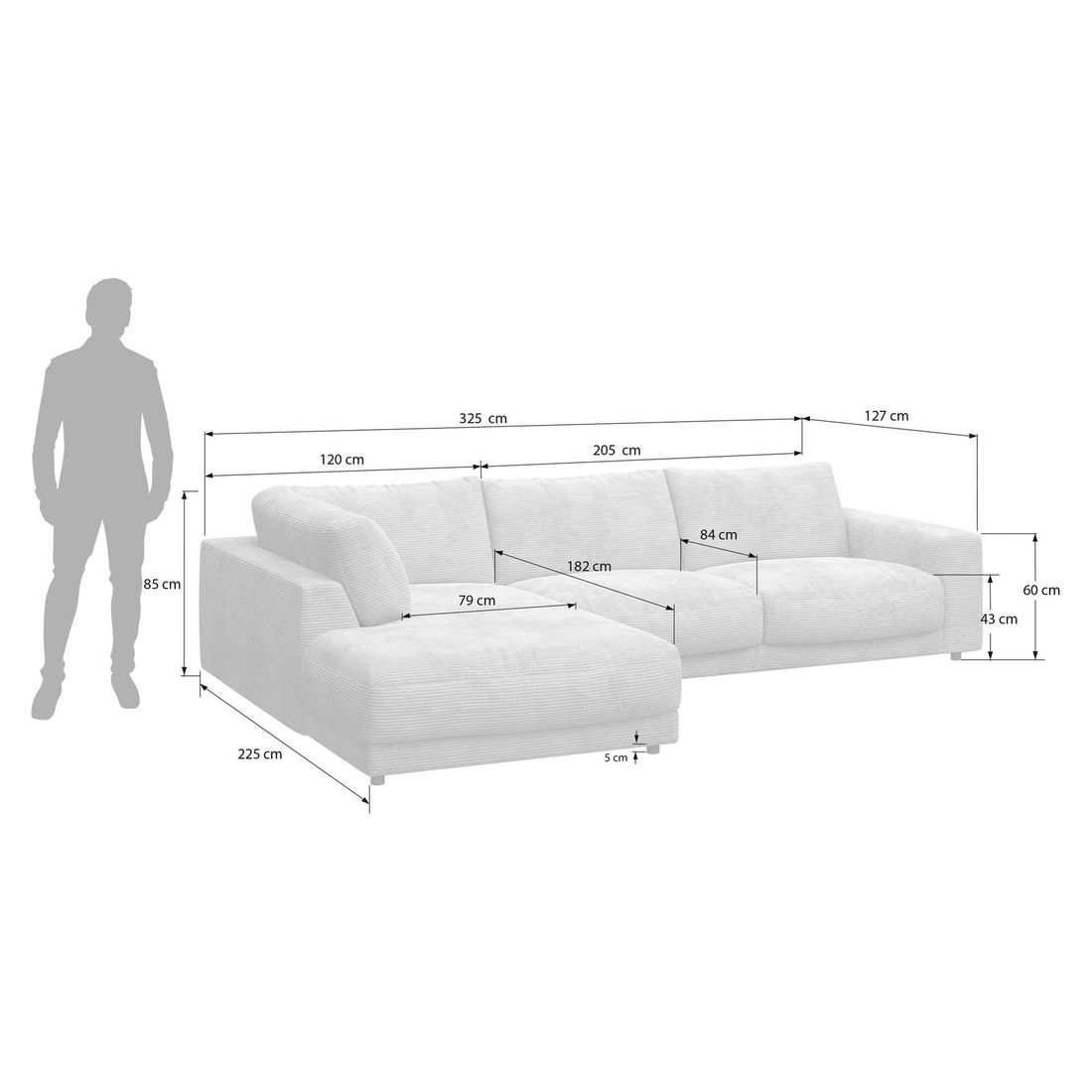 HOMELIV. Ecksofa Bahia 325x225x85cm