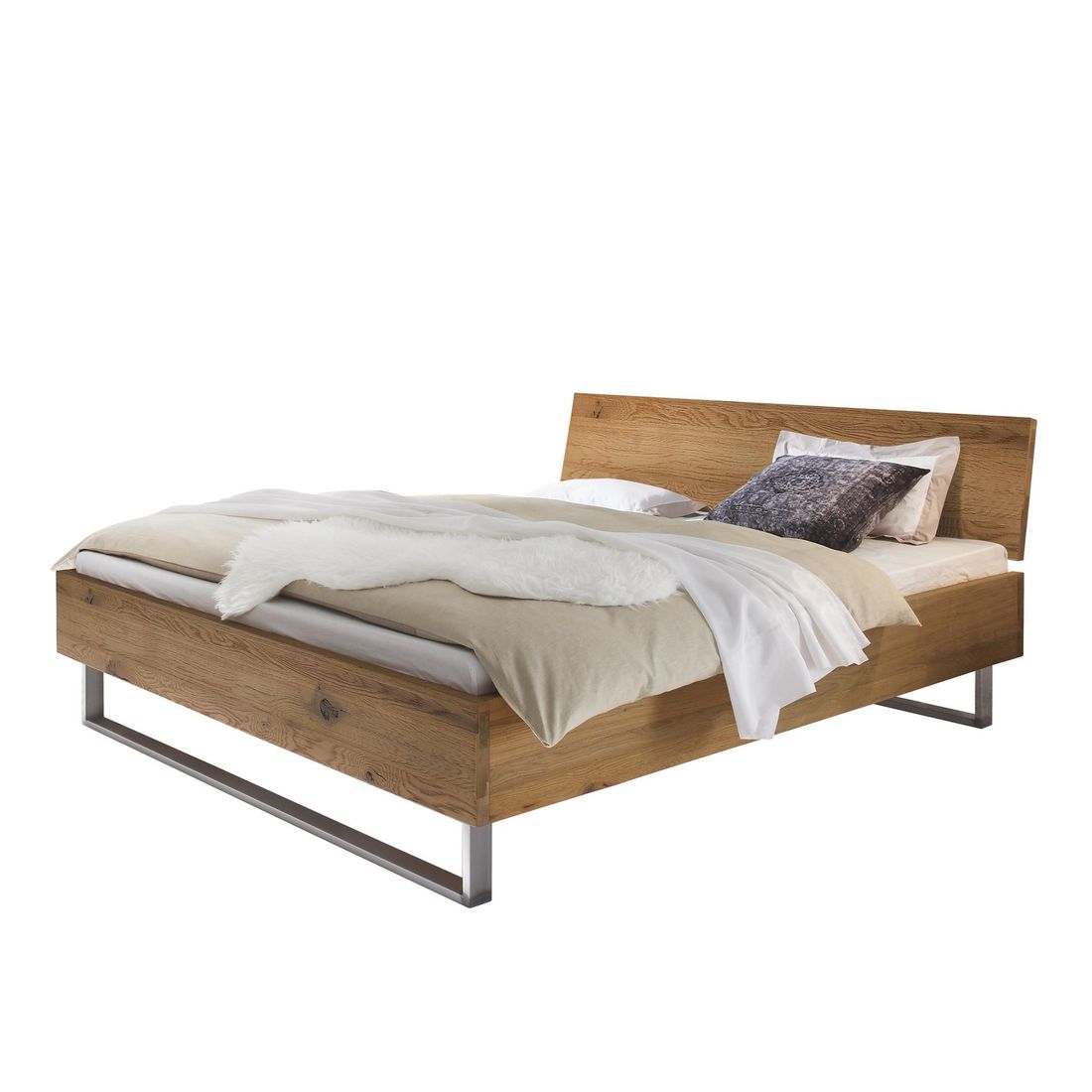 Bett Valletta Komfort Wildeiche Massivholz