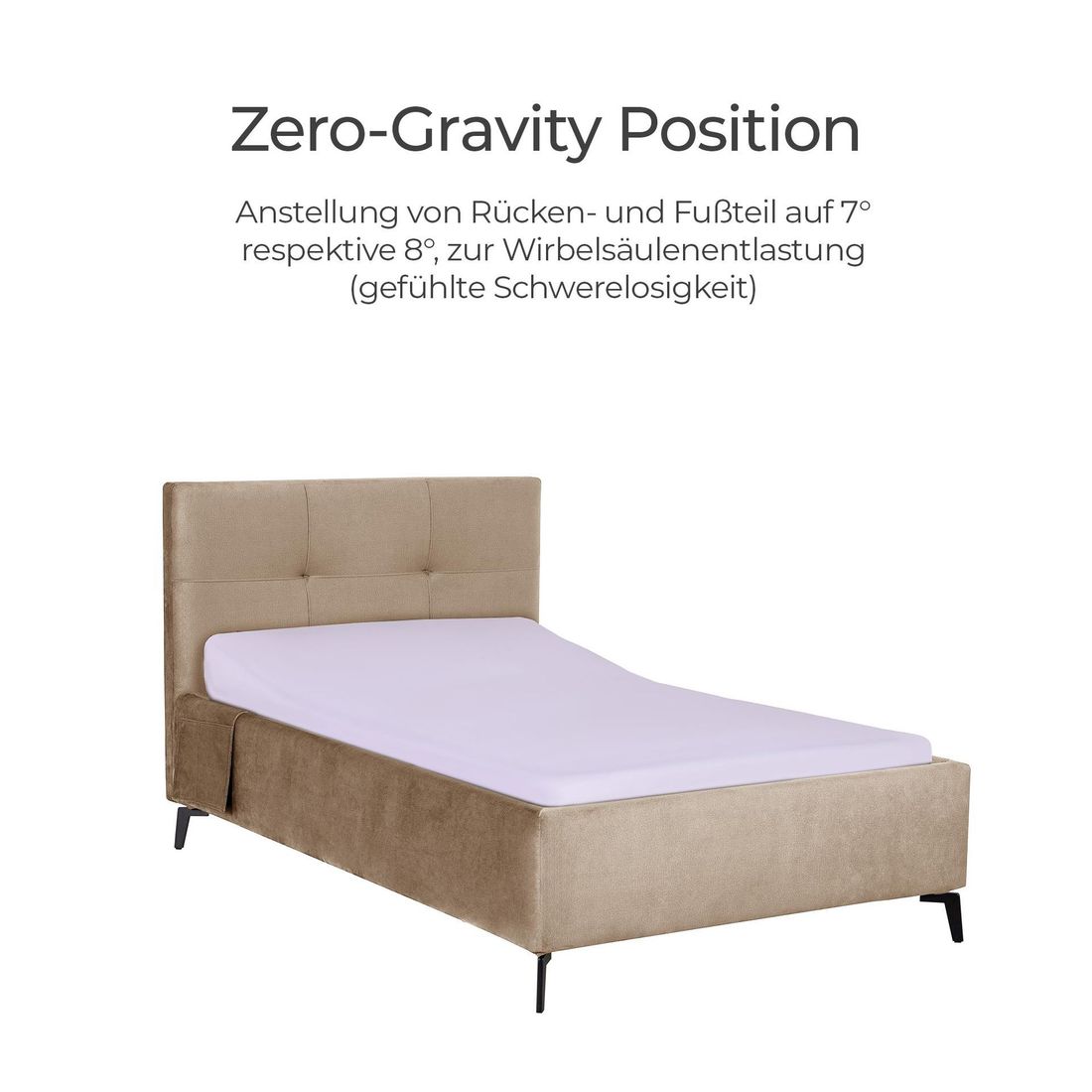 Polsterbett Josephine Komfort Velours mit Pflegebett-Funktion und Lattenrost