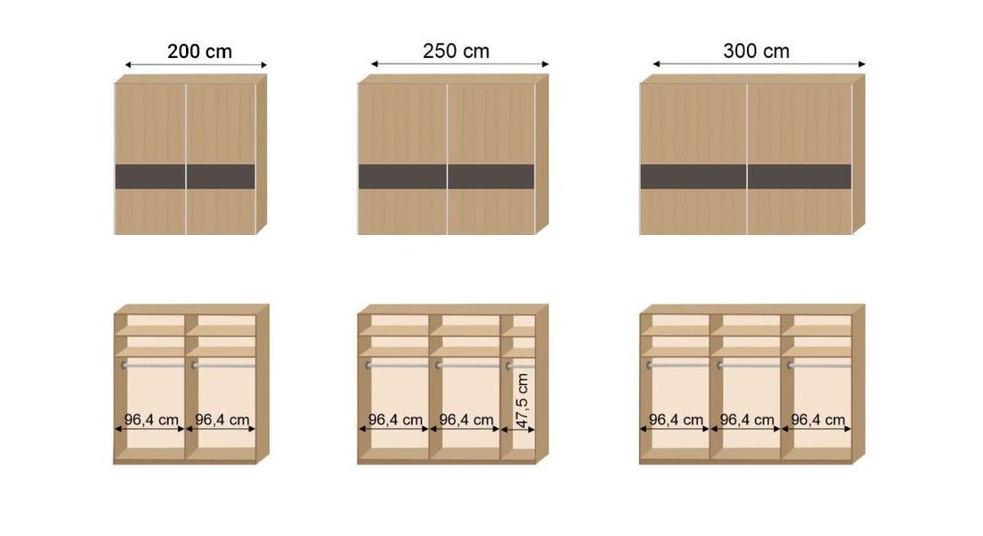 Schwebetüren-Kleiderschrank Atakama Eiche Dekor