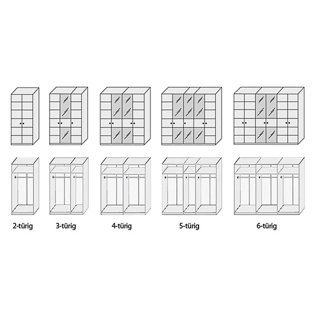 Drehtüren-Kleiderschrank Divari Kernbuche Massivholz mit Glasfront