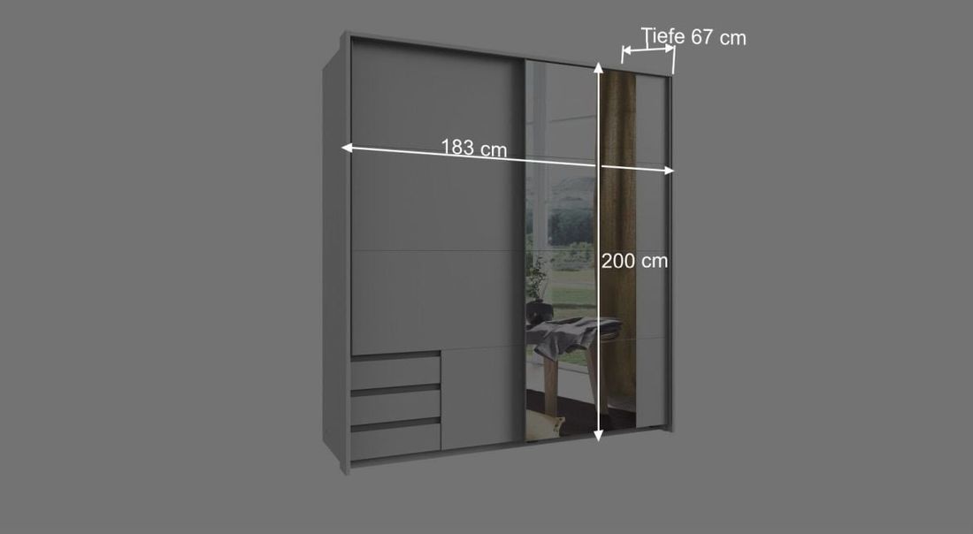 Schwebetüren-Kleiderschrank Essra mit Schubladen