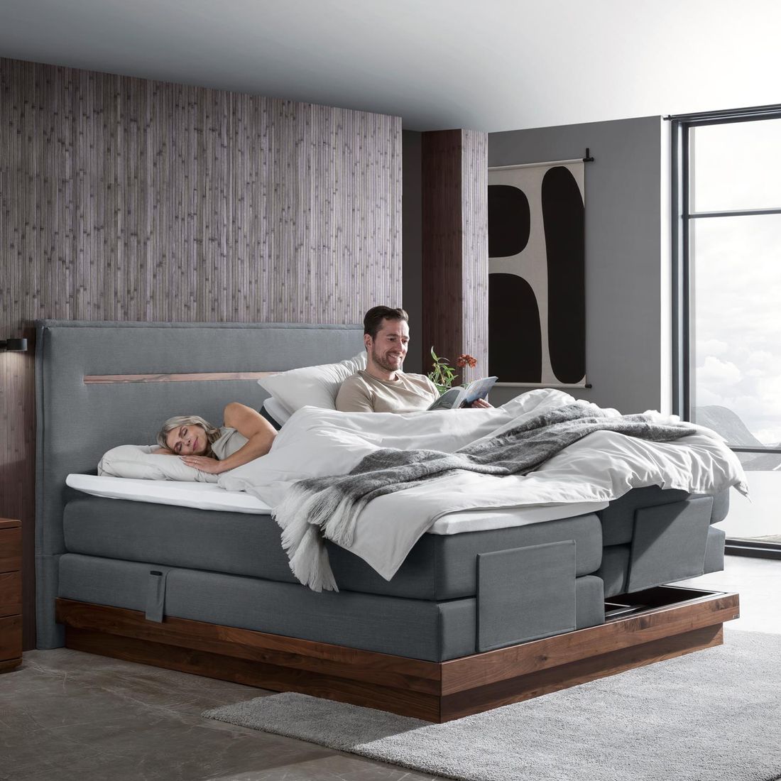 Hasena Elektro-Boxspringbett Elegant mit Kopfteil Zoe