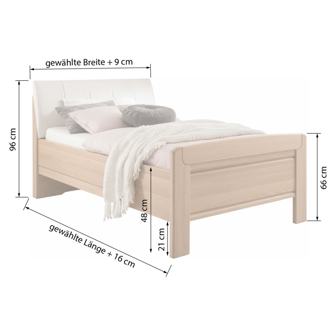 Einzelbett Elfun Komfort Eiche teilmassiv