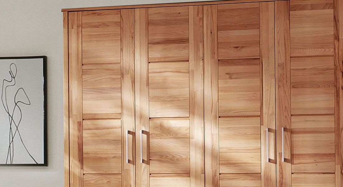 HOMELIV. Drehtüren-Kleiderschrank Halvar Kernbuche Massivholz