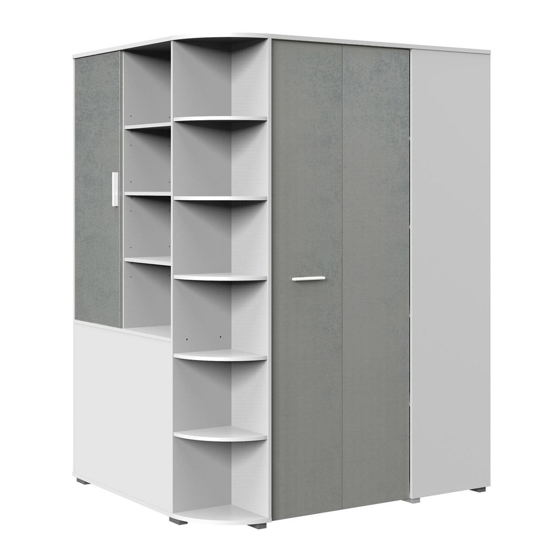 Eck-Kleiderschrank Porvenir begehbar mit Innenausstattung 124x201cm
