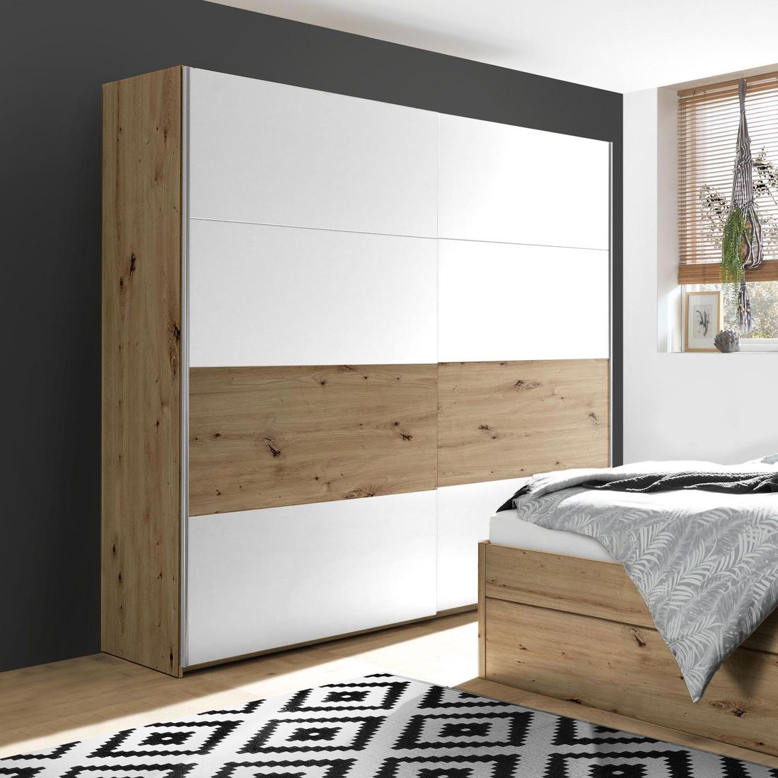 Schwebetüren-Kleiderschrank Duana Eiche Dekor 215x210cm