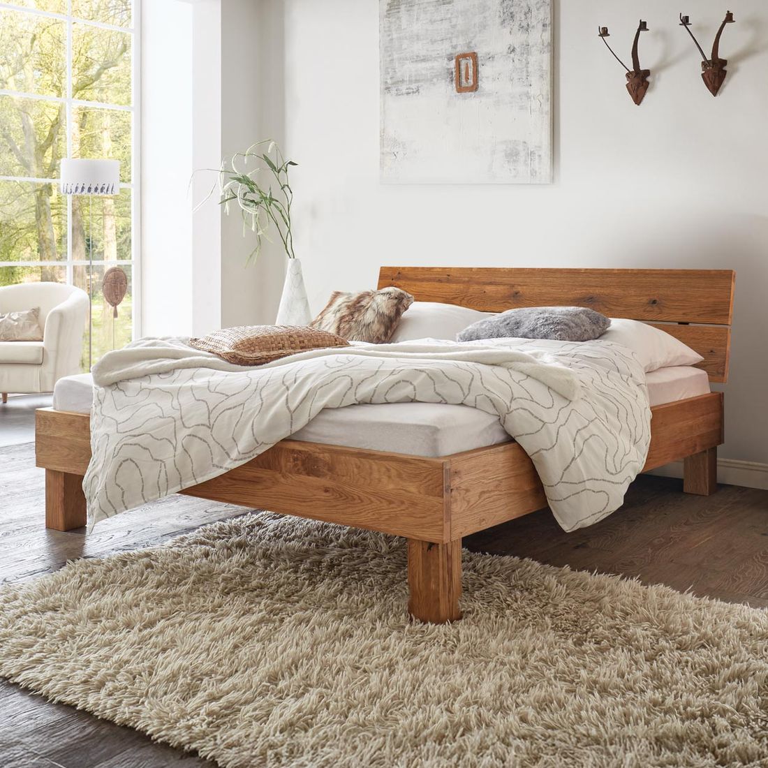 Bett Soria Wildeiche Massivholz