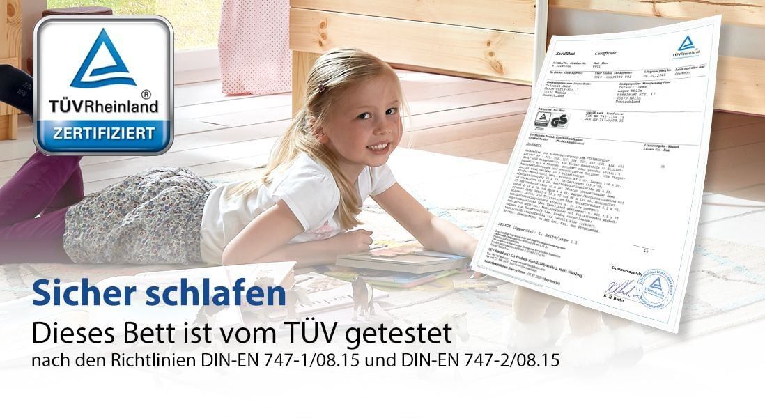 Midi-Hochbett Kids Paradise Kiefer Massivholz mit Lattenrost