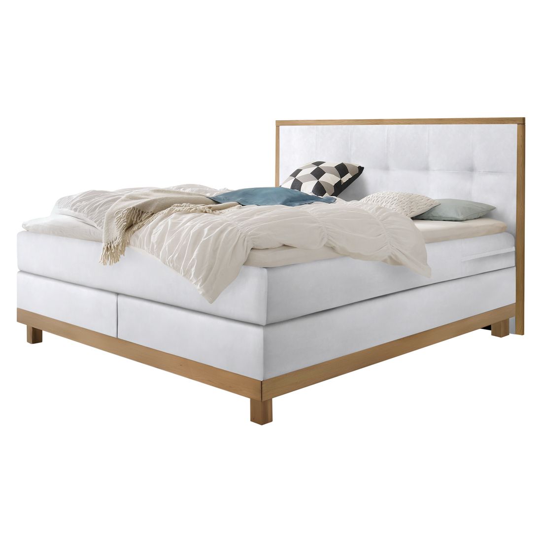 Boxspringbett Vilani Eiche Kunstleder