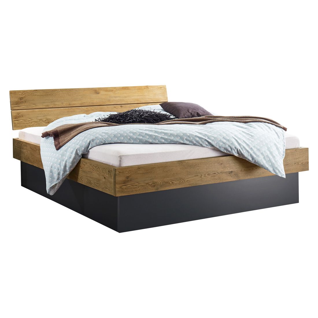 Bett Boa Vista Komfort Wildeiche Vintage Massivholz mit Bettkasten