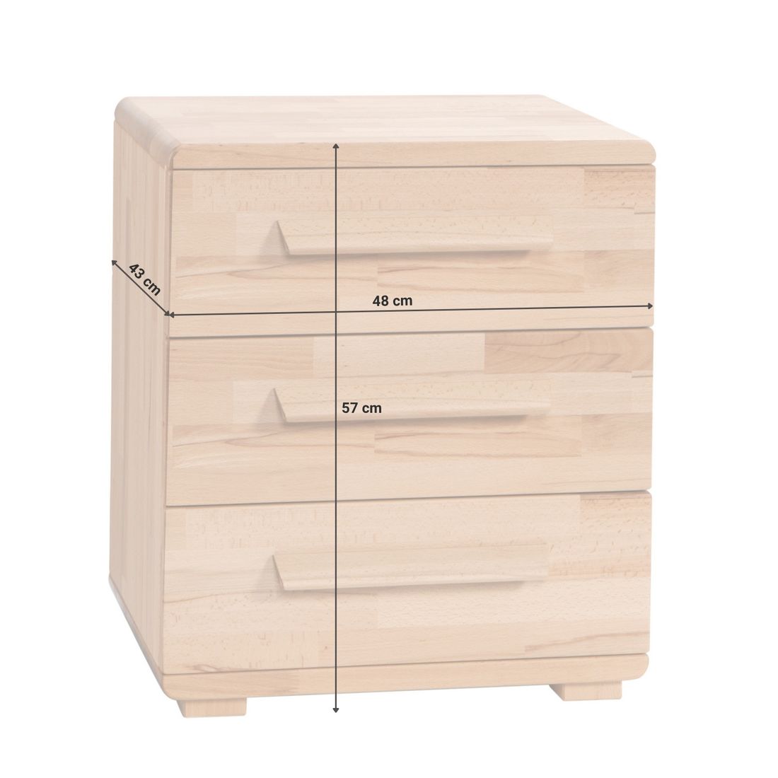 Nachttisch Barra Kernbuche Massivholz H 57cm