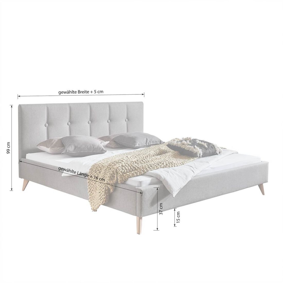 HOMELIV. Polsterbett Maliana Velours/Webstoff