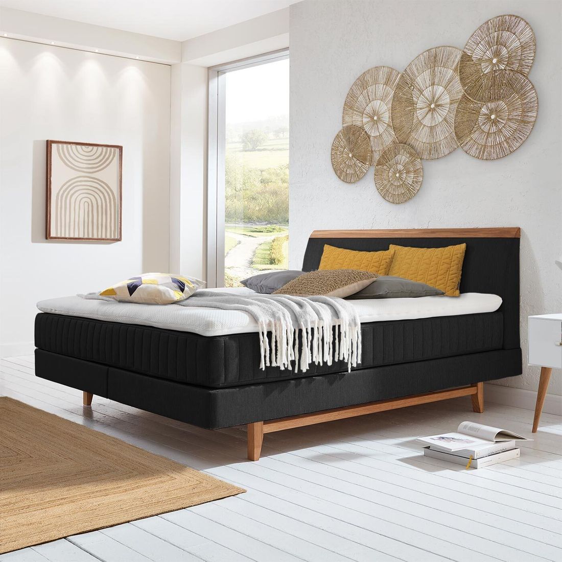 Boxspringbett Akela Eiche Webstoff