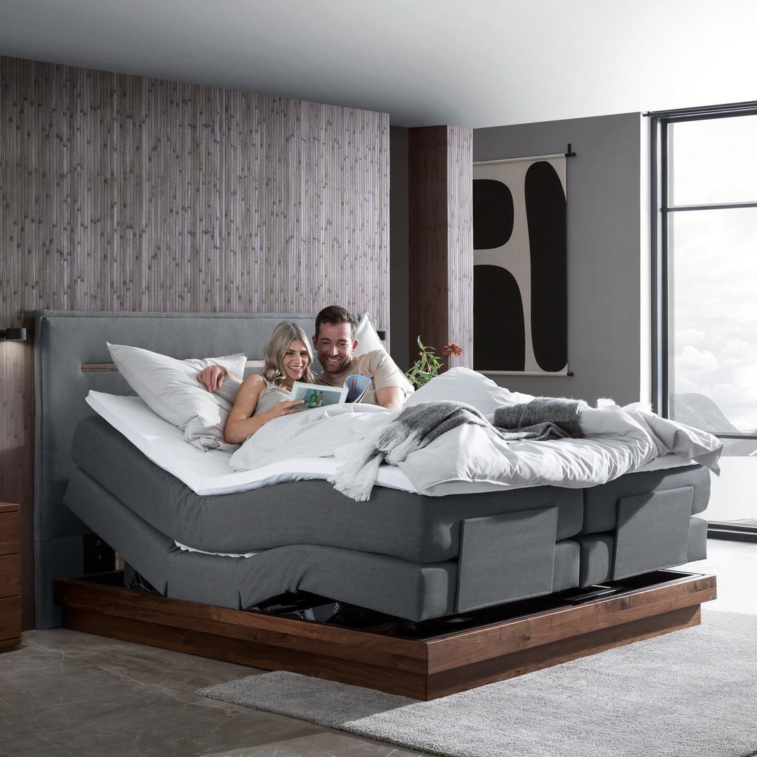 Hasena Elektro-Boxspringbett Elegant mit Kopfteil Zoe