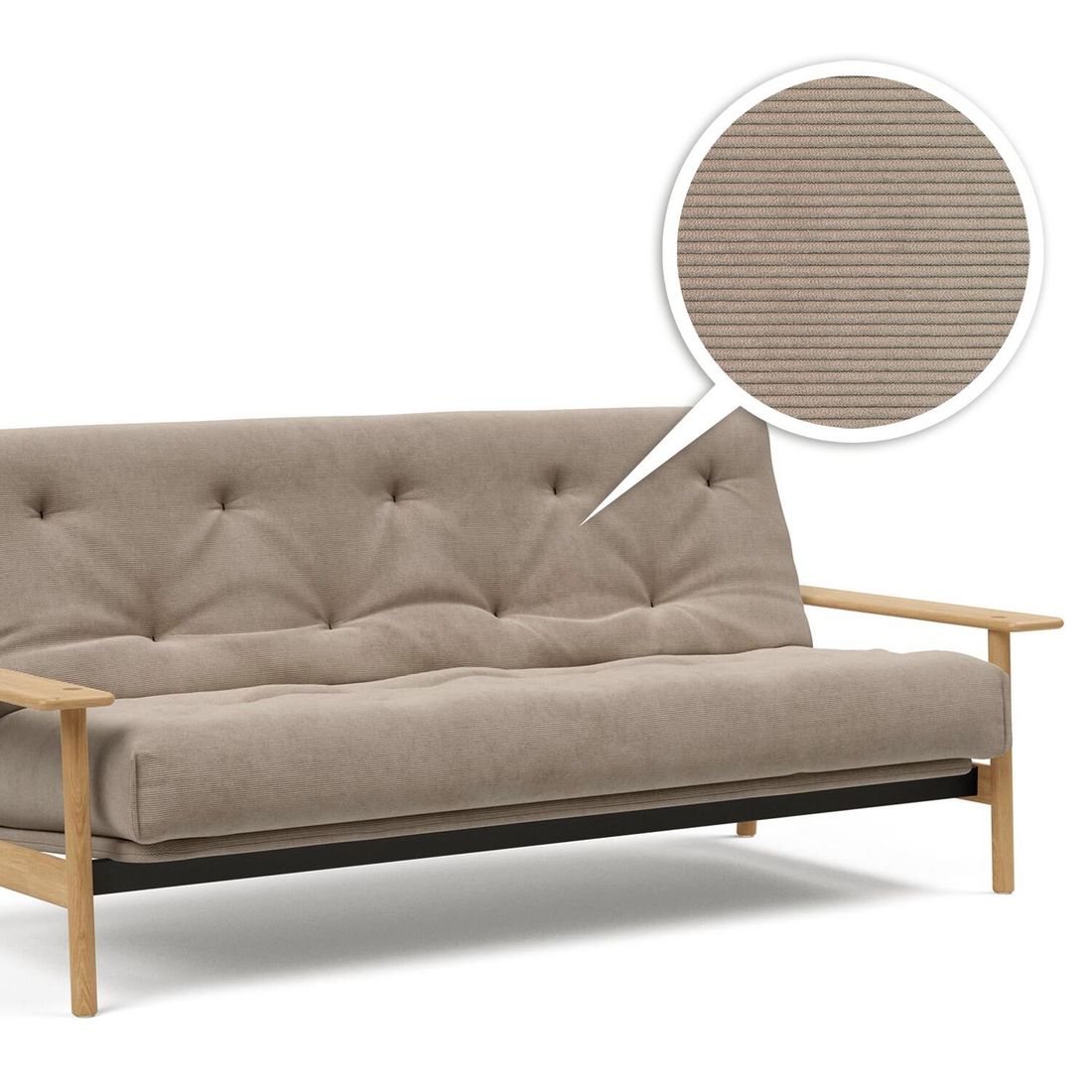 Schlafsofa Emmich Webstoff/Cord mit Lattenrost und Stauraum