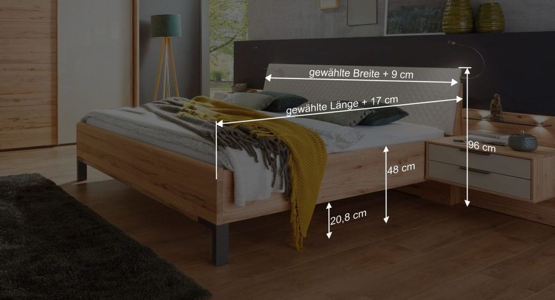 Bett Leandra Komfort Kernbuche teilmassiv