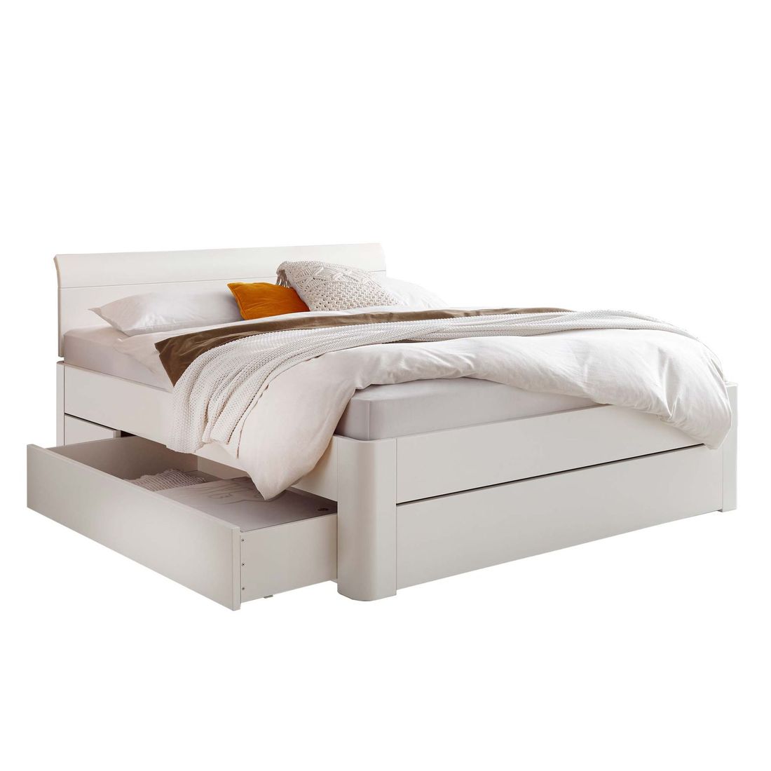 Doppelbett Alfeo Komfort Buche Massivholz mit Schubkasten