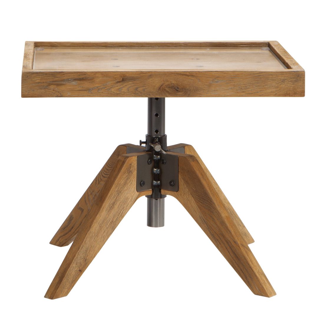 Bett-Beistelltisch Valdivia Wildeiche Massivholz H 34-53cm