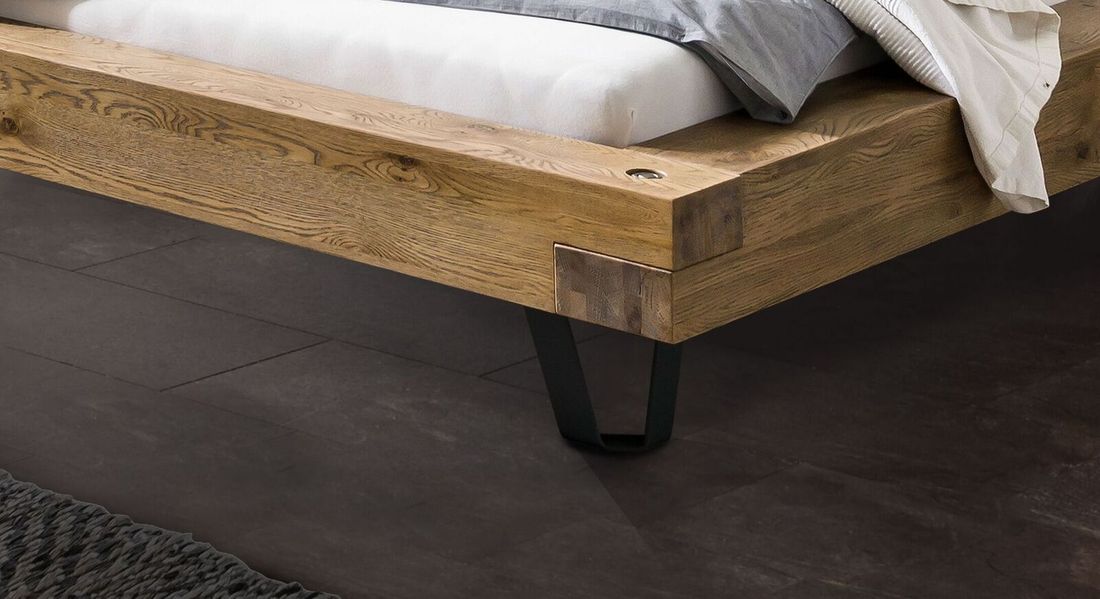 Balkenbett Anes Wildeiche Vintage Massivholz