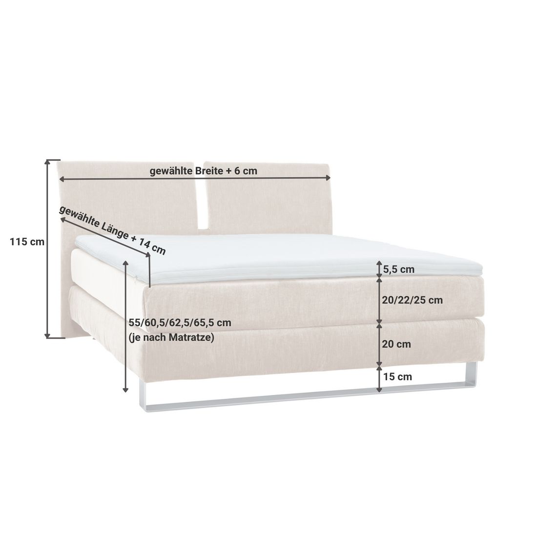 Musterring Boxspringbett Elias Webstoff JAB Kollektion mit Kopfteil geteilt