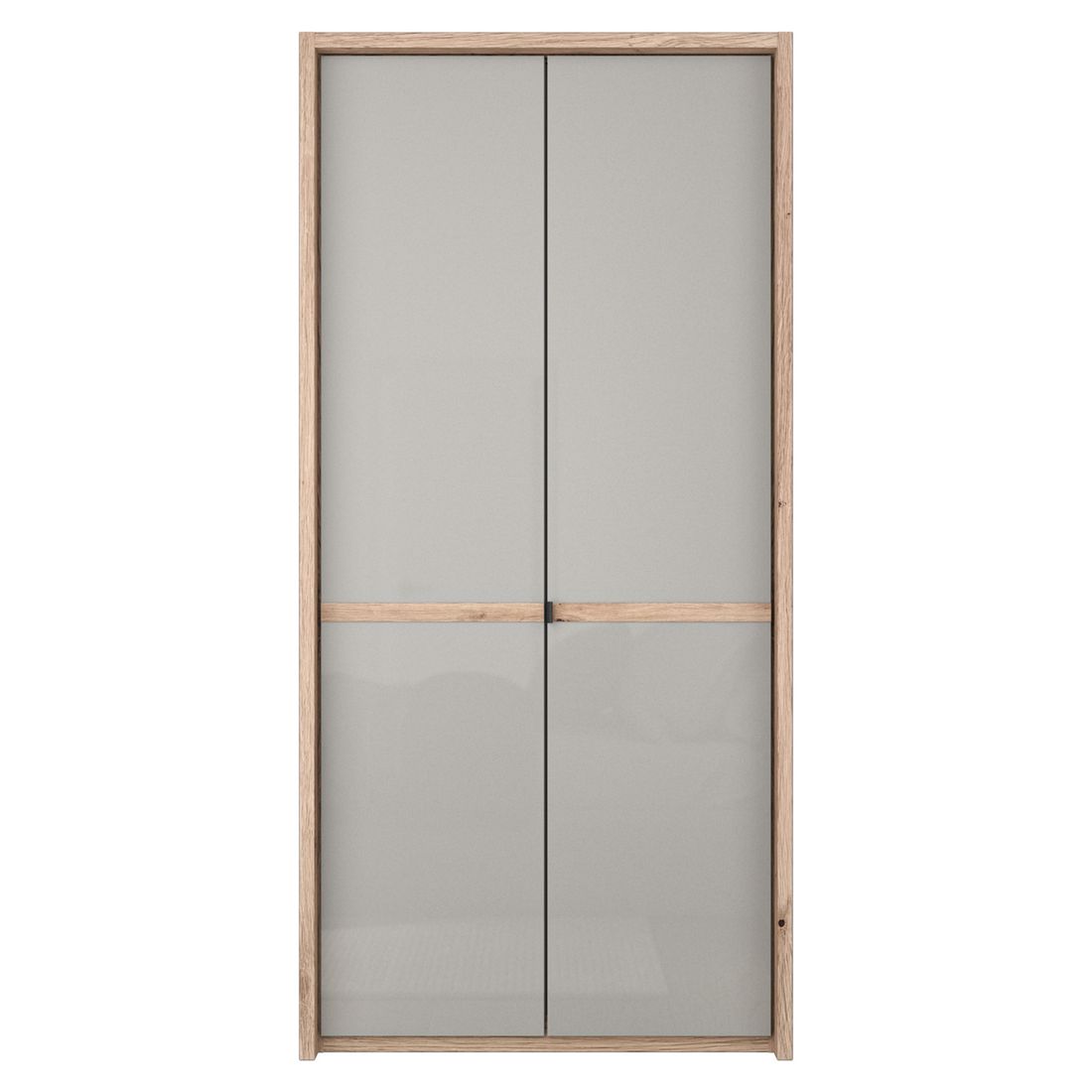 Drehtüren-Kleiderschrank Tiam Eiche Dekor mit Glasfront