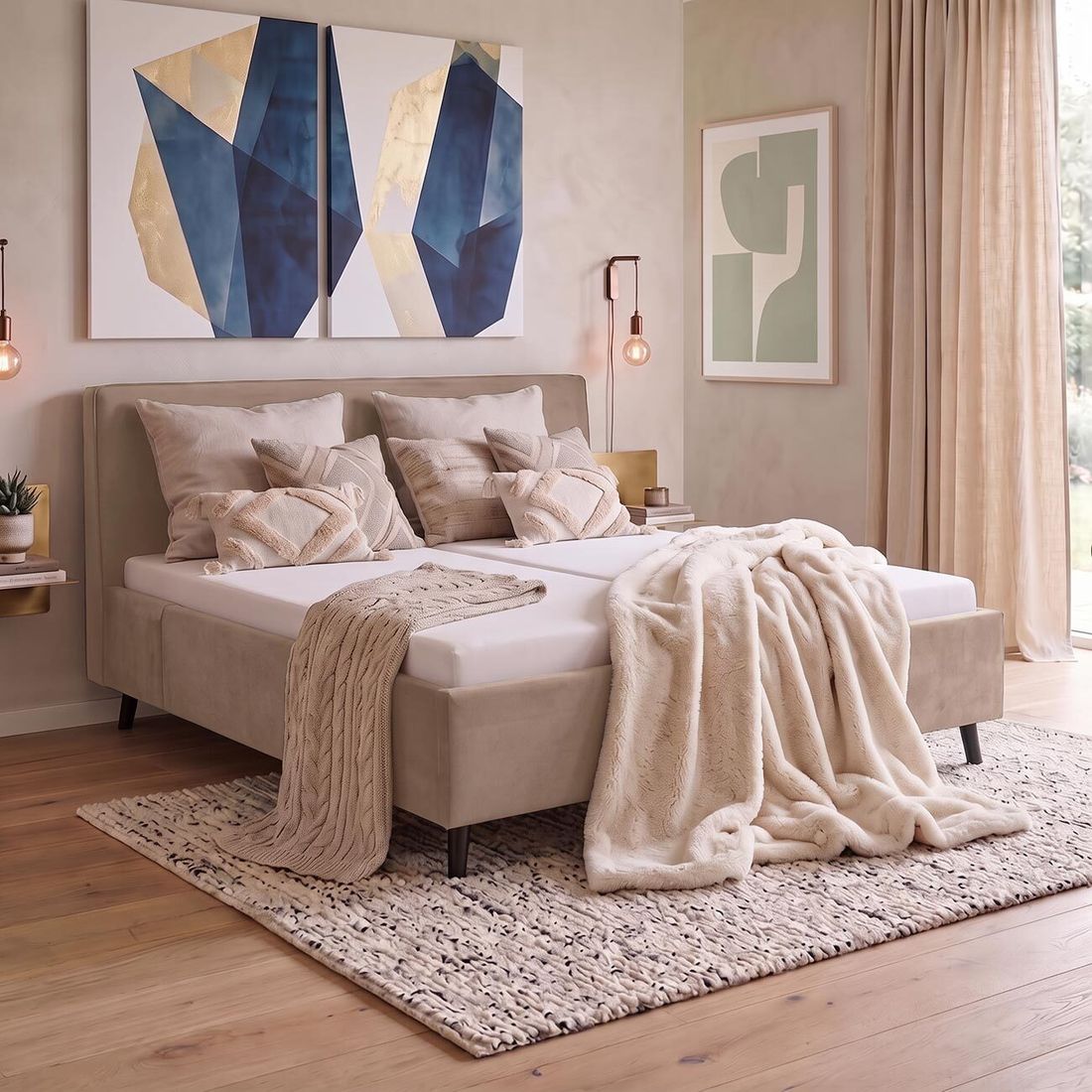 Polsterbett Thea Komfort Velours mit Pflegebett-Funktion und Lattenrost