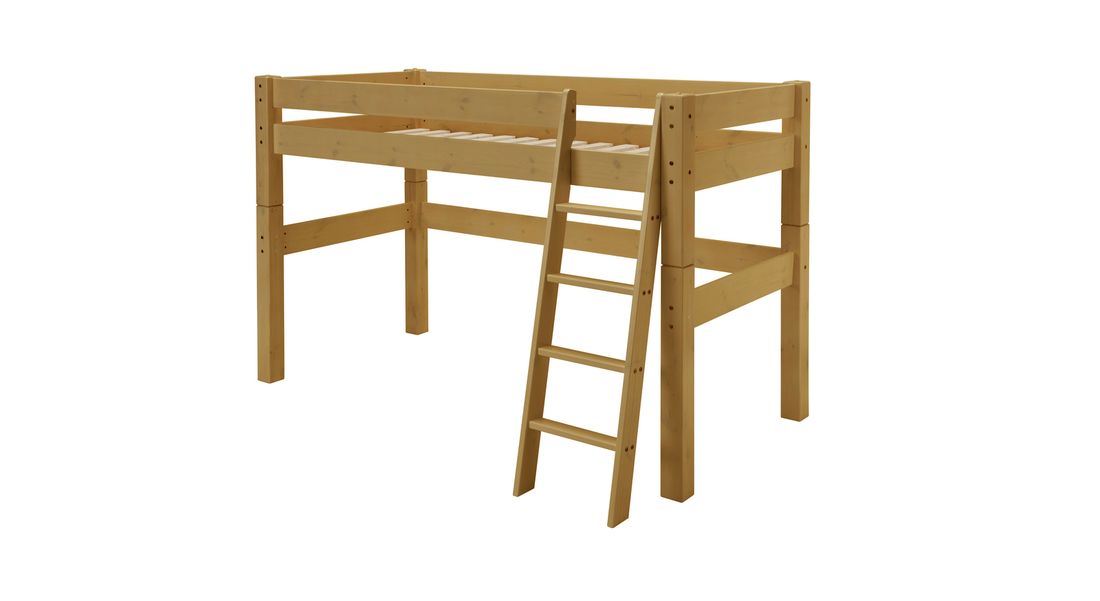 Midi-Hochbett Kids Dreams Kiefer Massivholz mit Lattenrost