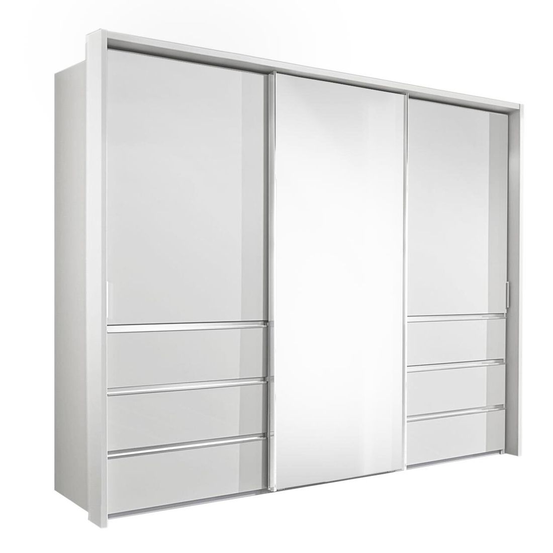 Schwebetüren-Kleiderschrank Tanaria mit Spiegel und Schubladen