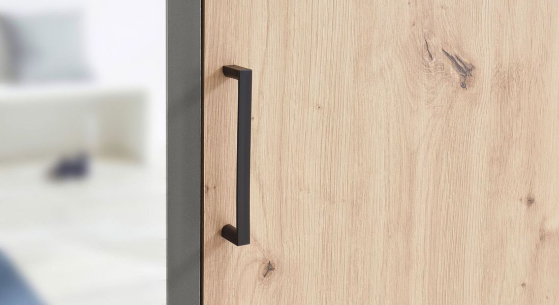 Drehtüren-Kleiderschrank Ponce mit Spiegel und Schubladen