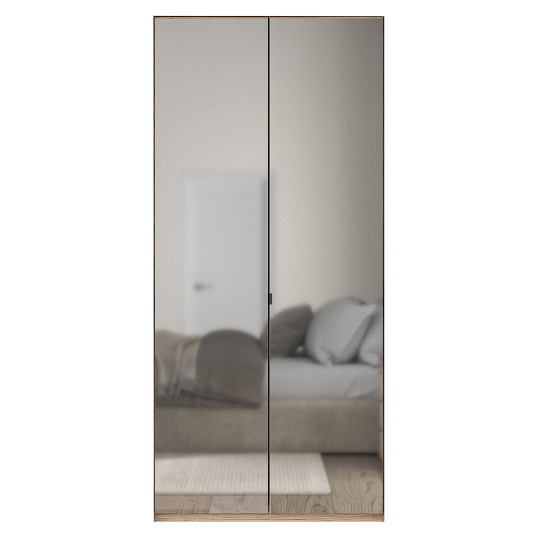 Drehtüren-Kleiderschrank Tiam Eiche Dekor mit Glasfront und Spiegel