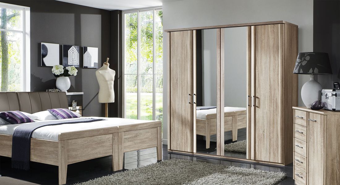 Drehtüren-Kleiderschrank Runcorn Eiche Dekor