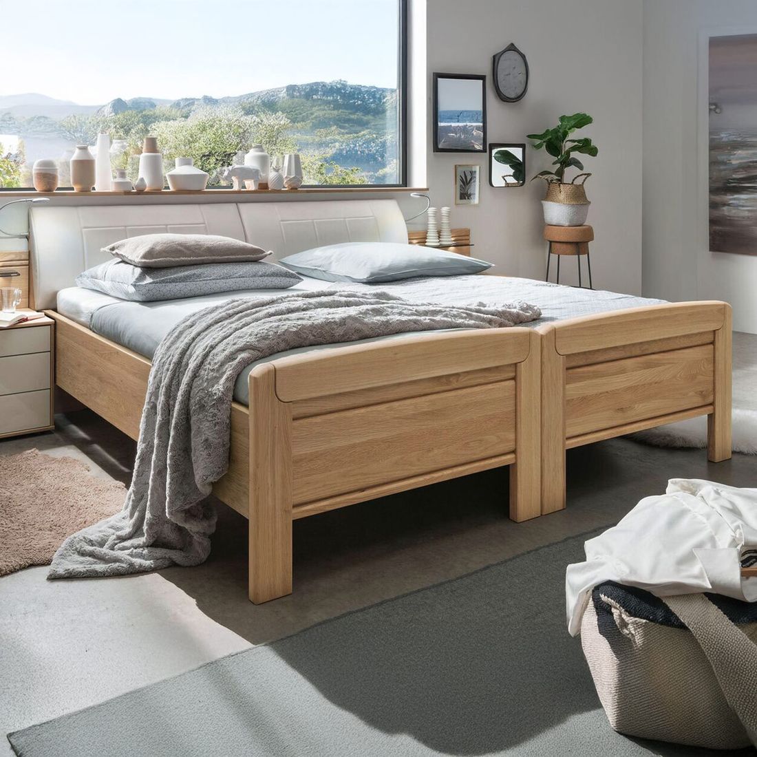 Einzelbett Elfun Komfort Eiche teilmassiv