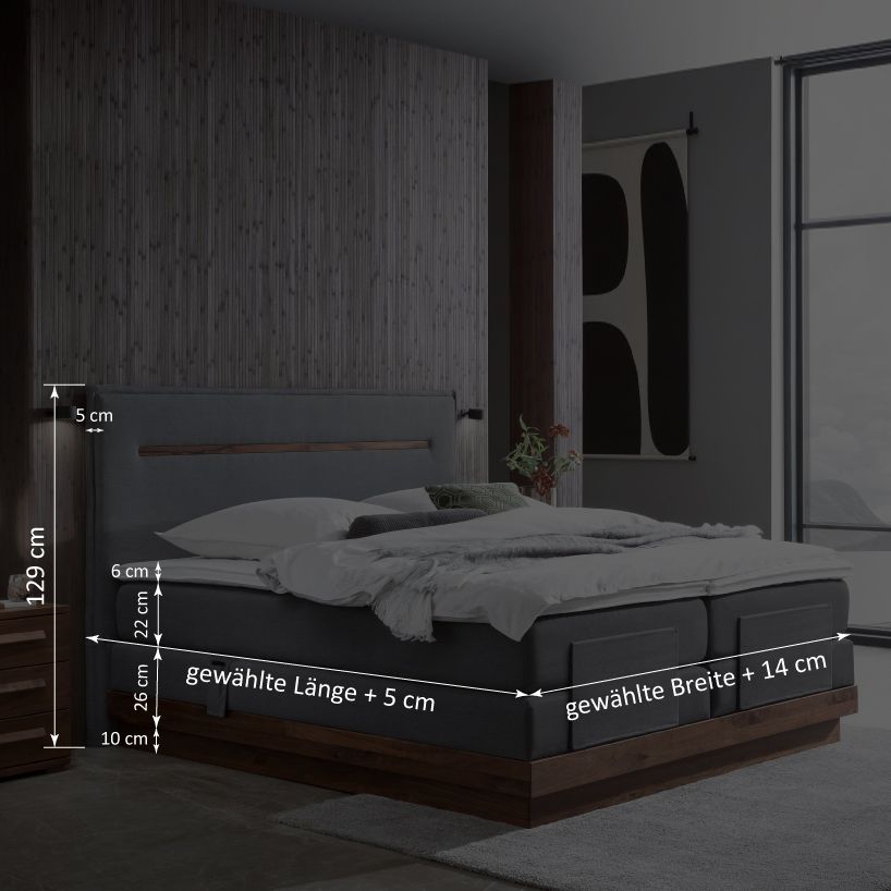 Hasena Elektro-Boxspringbett Elegant mit Kopfteil Zoe